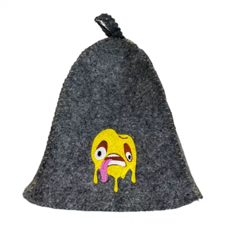 Szaunasapka hímzett - világosszürke - izzadós emoji (SZK68-1)