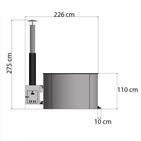 Kirami Comfort Steady melegvizes dézsafürdő, 170cm, Thermowood fenyő külső burkolat, szürke műanyag belső (T0602-004)