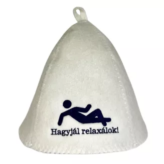 Szaunasapka hímzett - világos - Hagyjál relaxálok (SZK67)