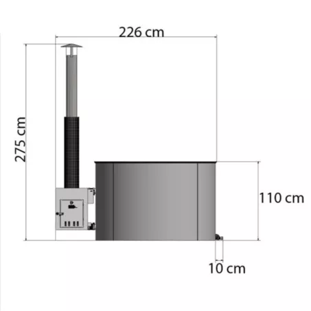 Kirami Comfort Steady melegvizes dézsafürdő, 170cm, Éj fekete műanyag kompozit burkolat, szürke műanyag belső (T0602-007)